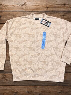 State of Mind Beige Camo Floral Crewneck Sweatshirt